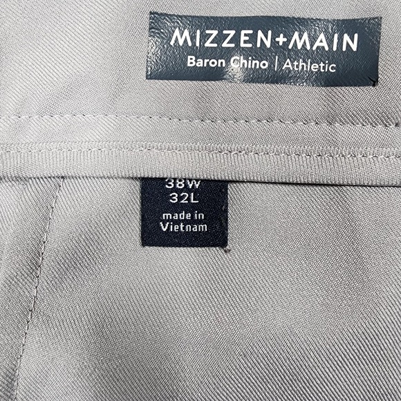 Mizzen+Main Baron Chino Pants Mens 38x32 Gray Athletic Performance Stretch - Picture 7 of 11